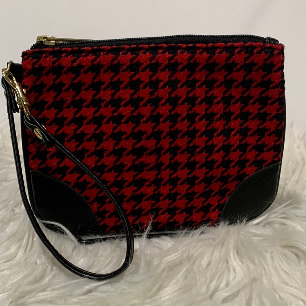 🟢3 for $20—-SHERPA Stylish Red and Black Houndstooth Clutch